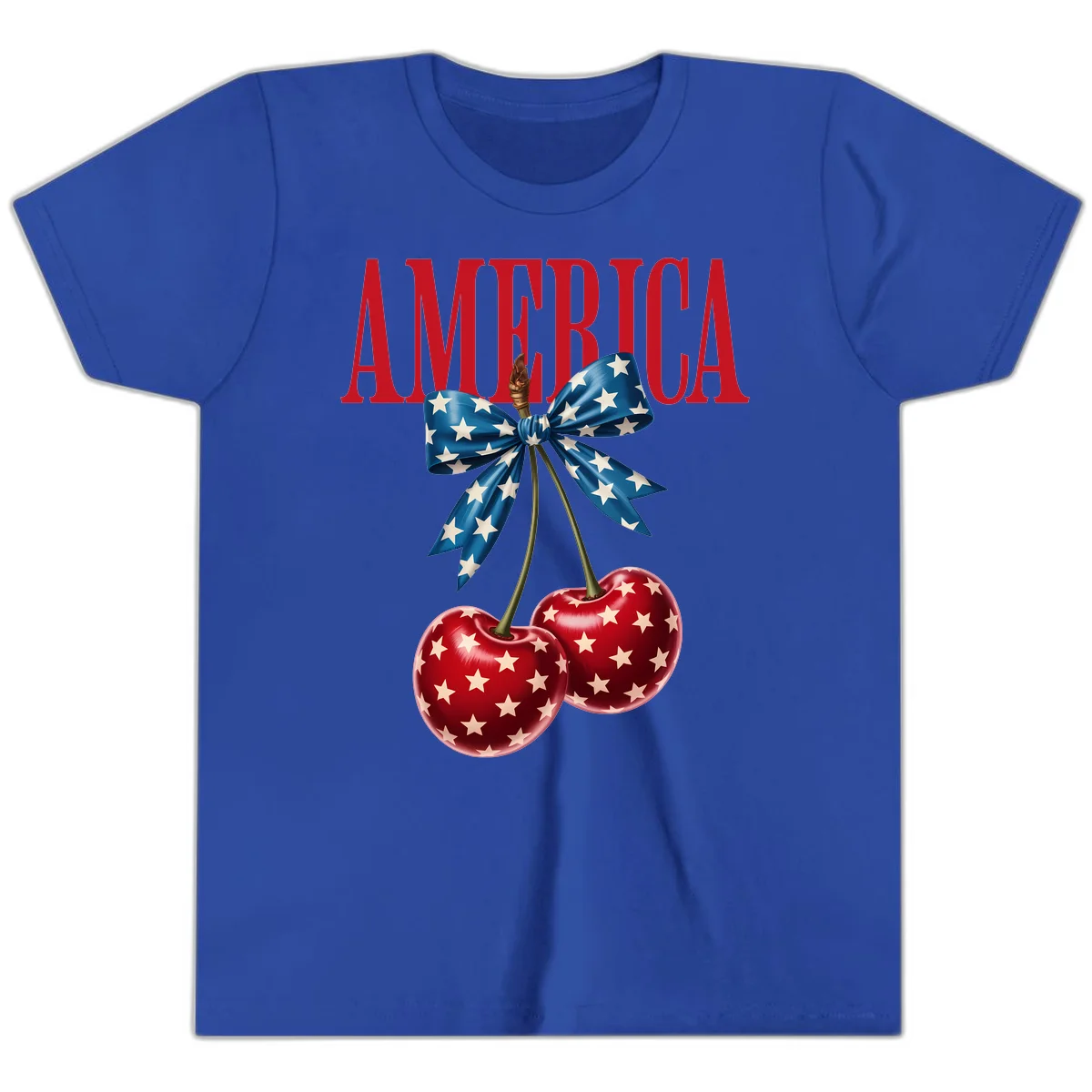 America Patriotic Cherries Youth T-Shirt in True Royal
