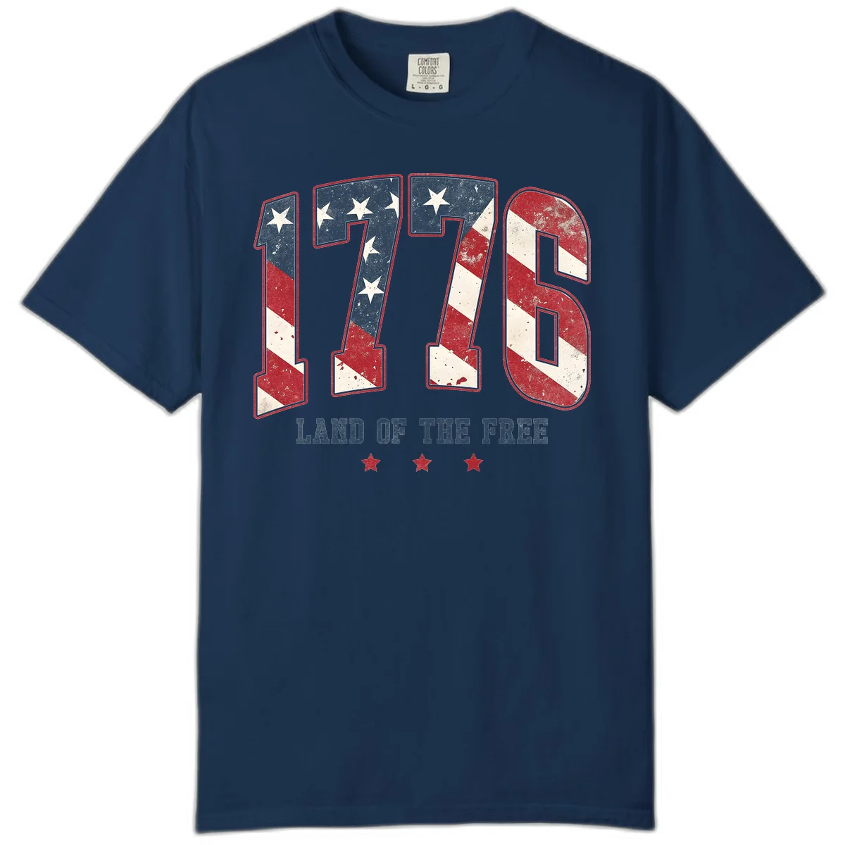Vintage 1776 Land Of The Free Comfort Color in Navy