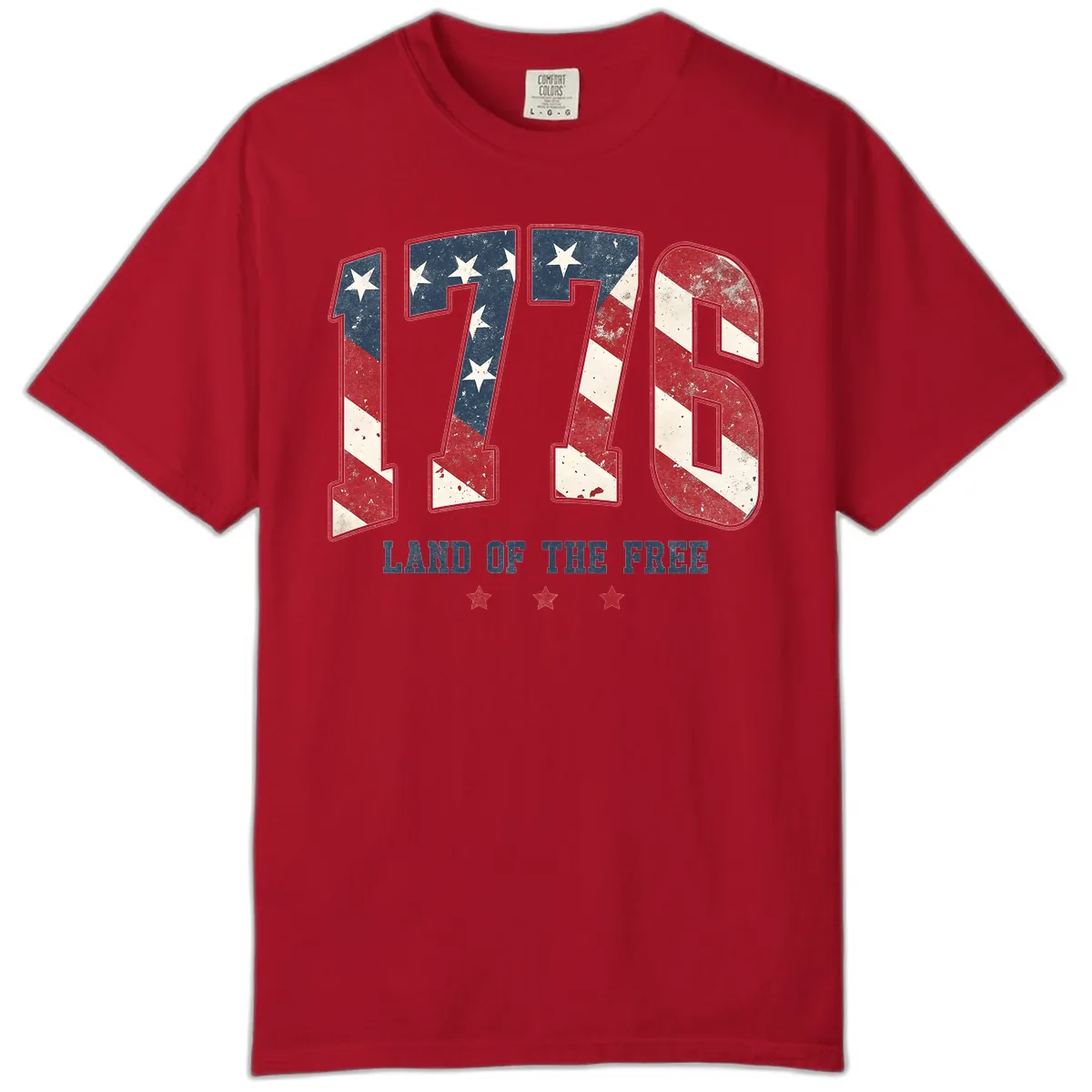 Vintage 1776 Land Of The Free Patriotic Design Comfort Color in Red