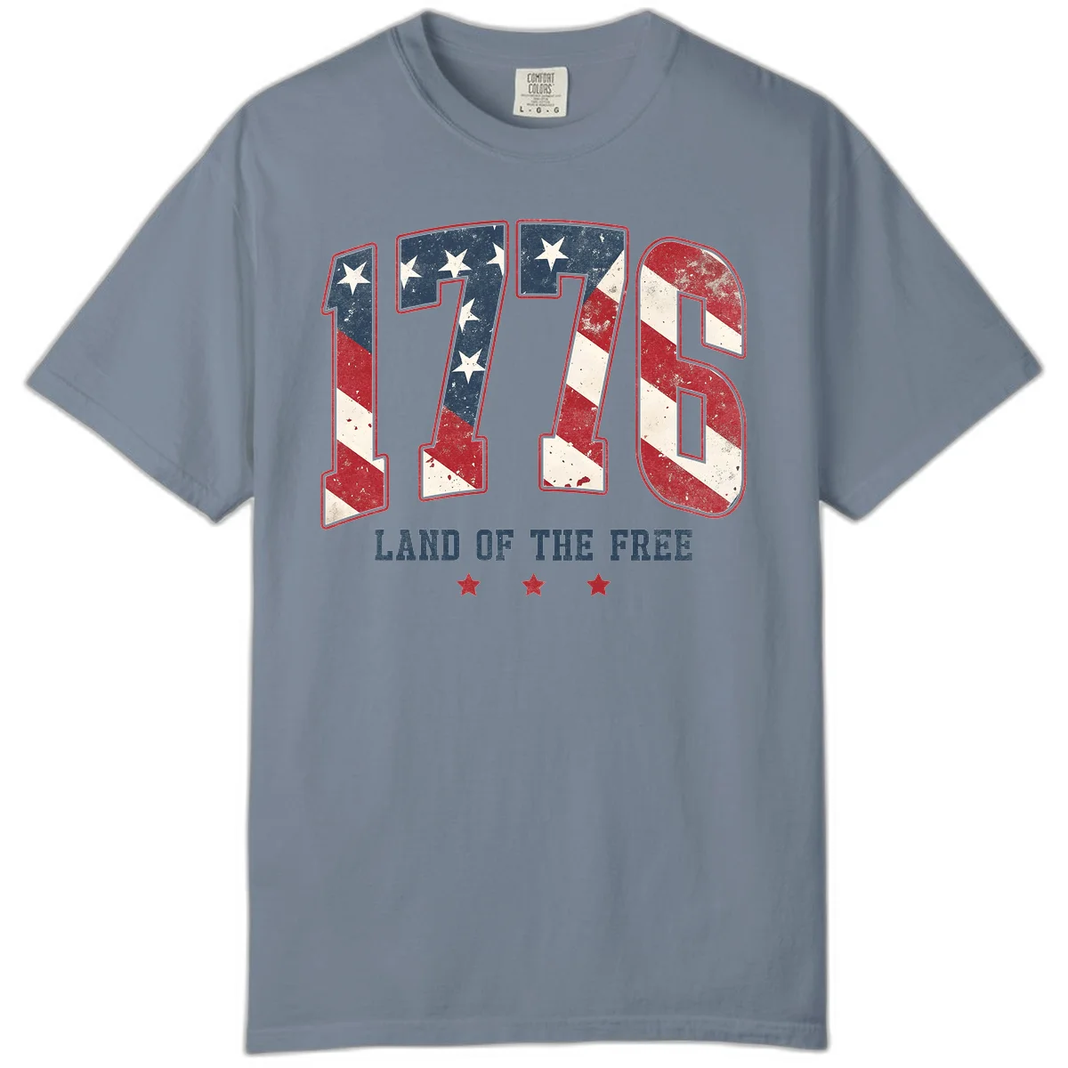 Vintage 1776 Land Of The Free Comfort Color in Blue Jean