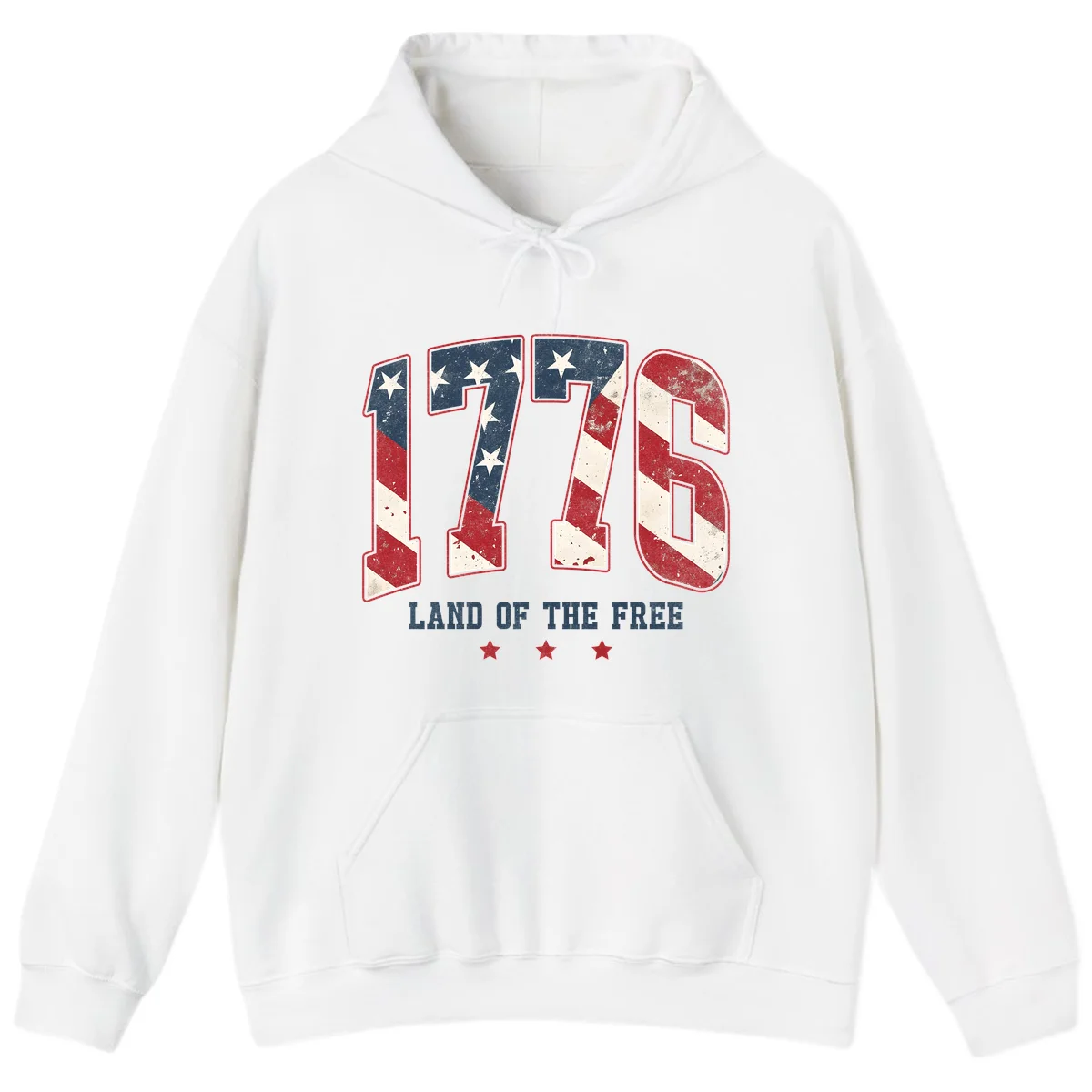 Vintage 1776 Land Of The Free Hoodie in White