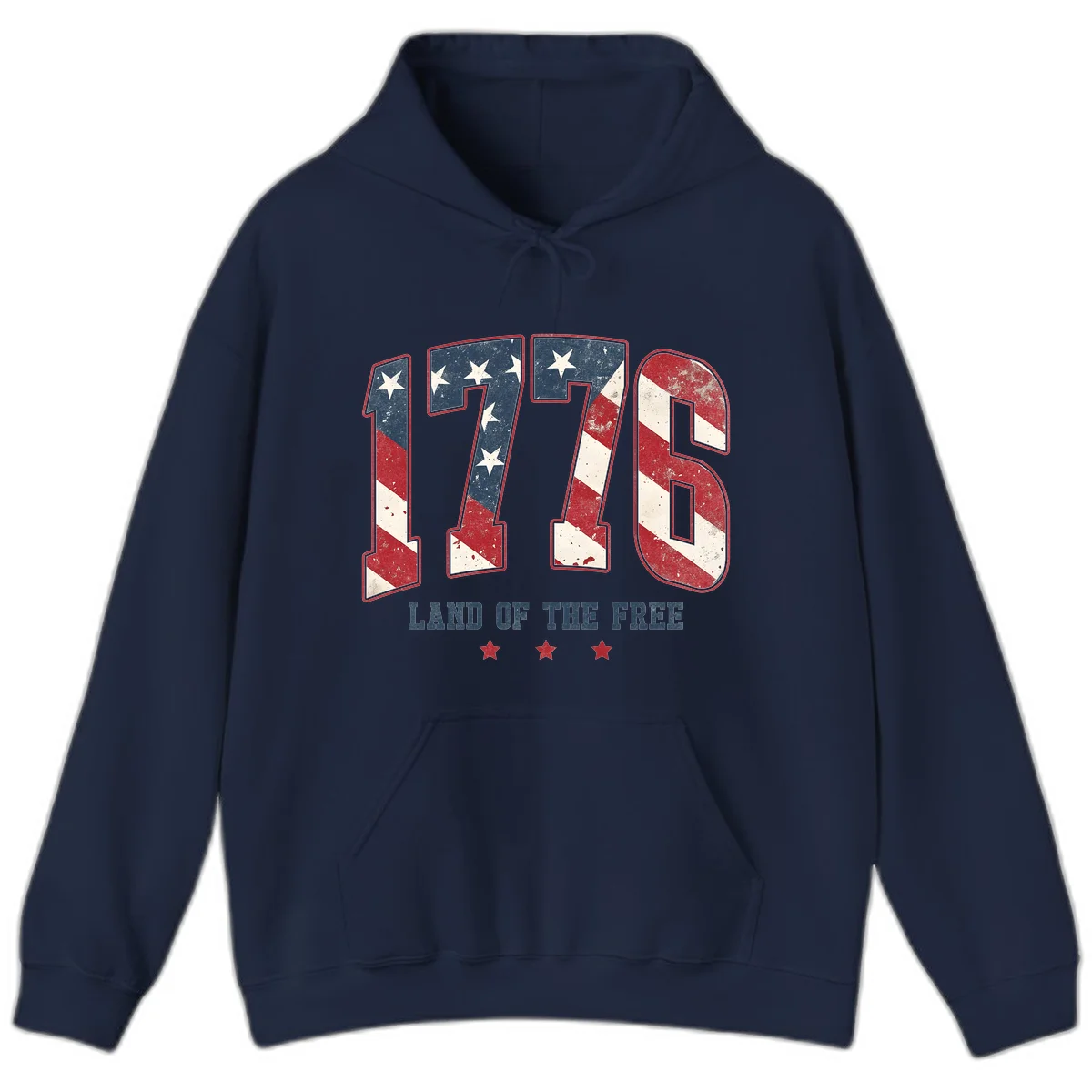 Vintage 1776 Land Of The Free Hoodie in Navy