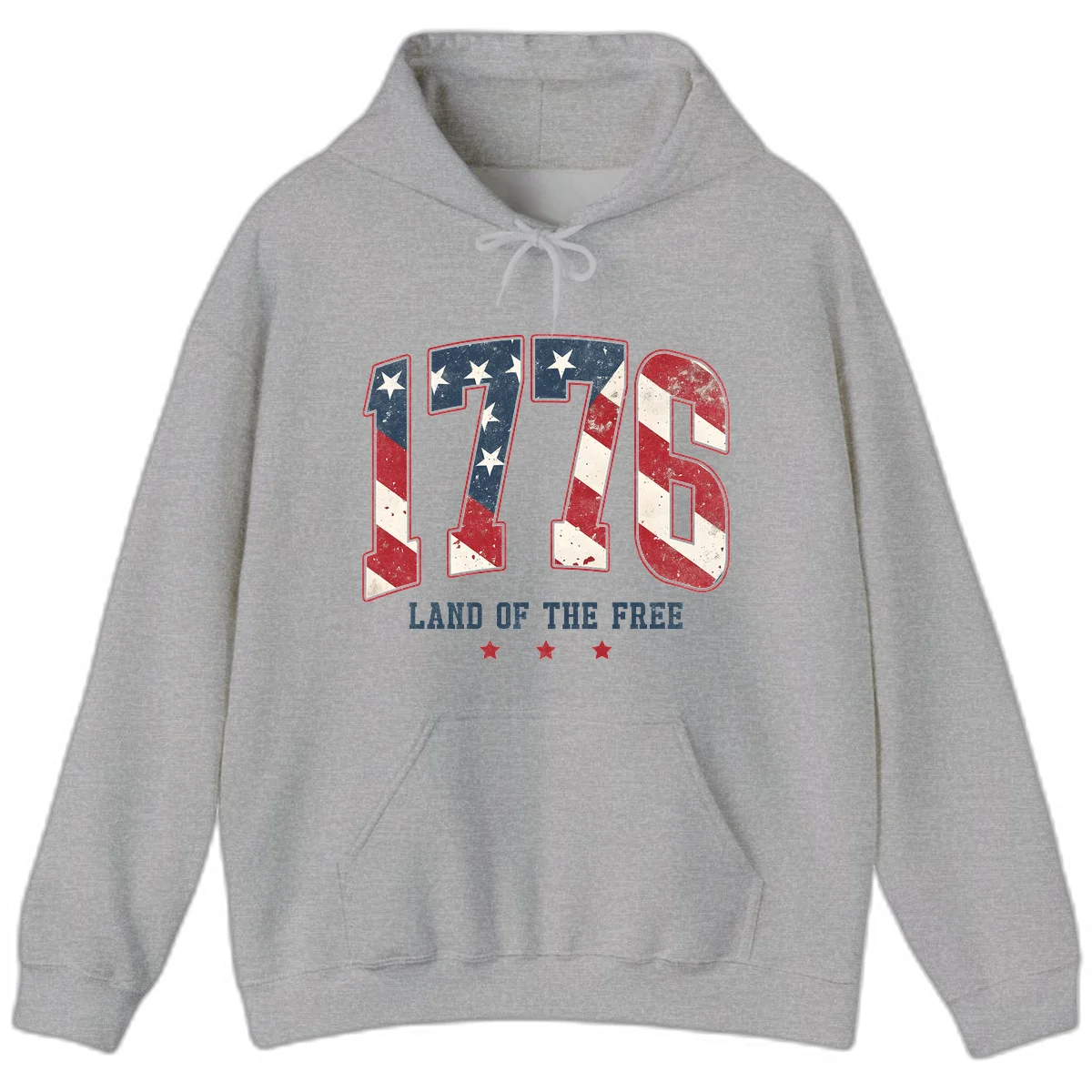Vintage 1776 Land Of The Free Hoodie in Sport Grey