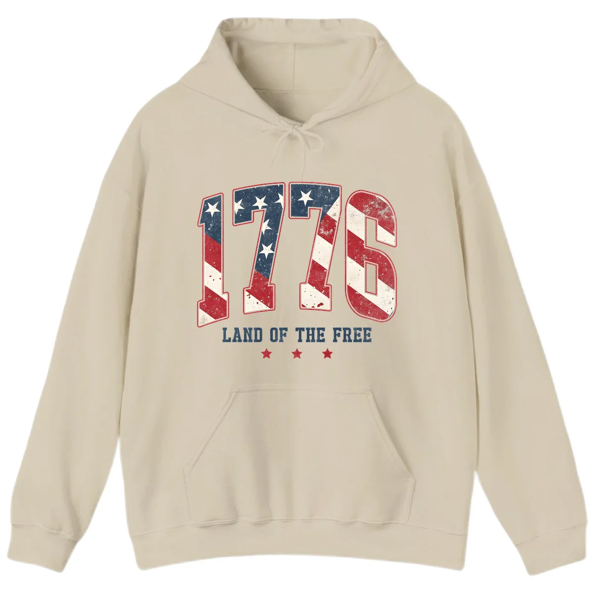 Vintage 1776 Land Of The Free Hoodie in Sand