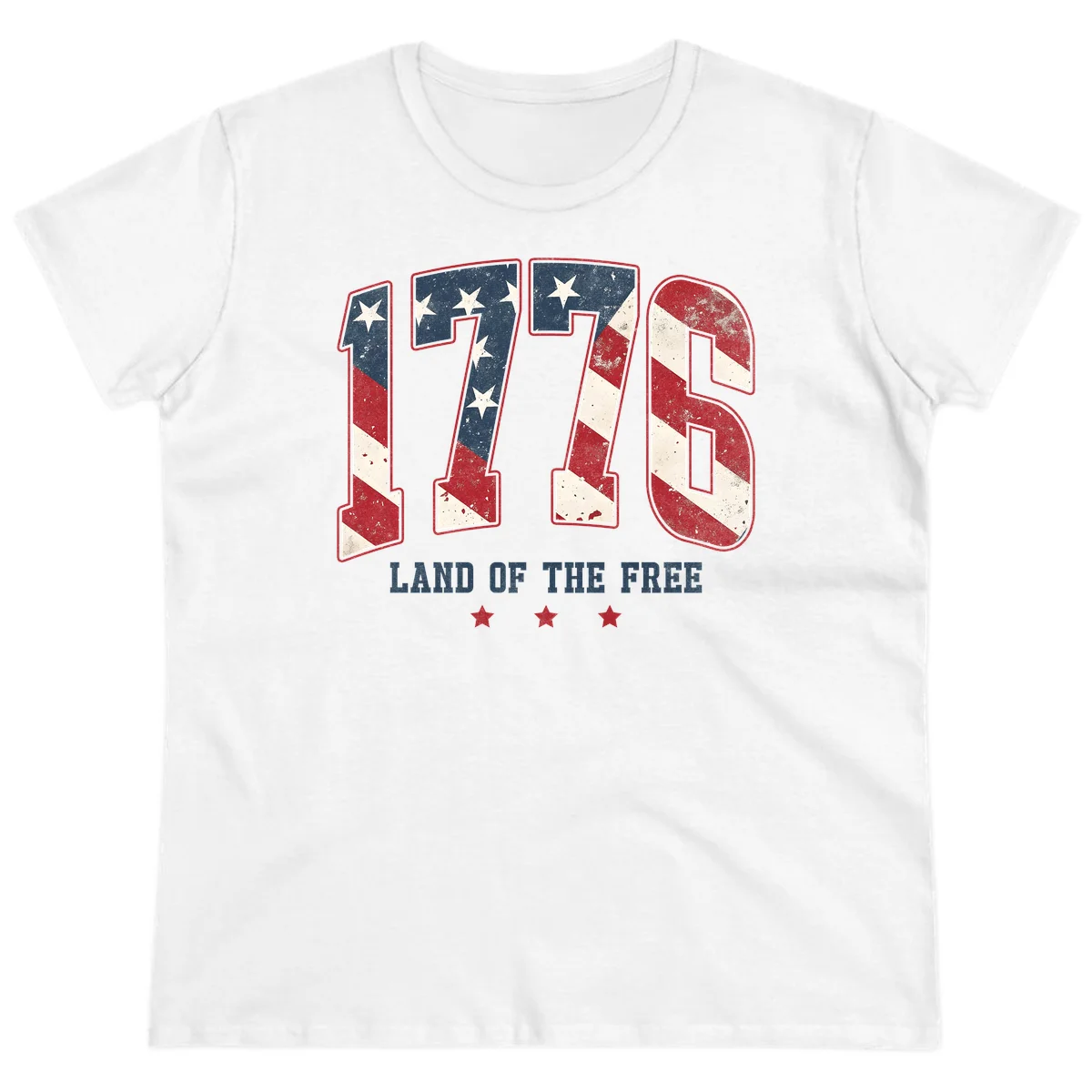 Vintage 1776 Land Of The Free Ladies Tee in White
