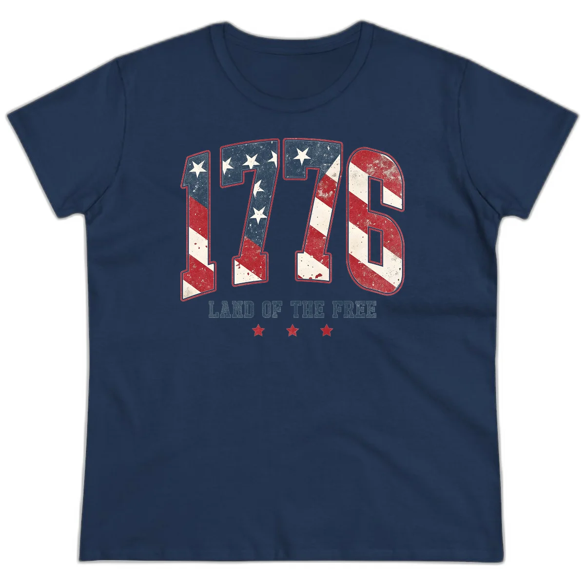 Vintage 1776 Land Of The Free Ladies Tee in Navy