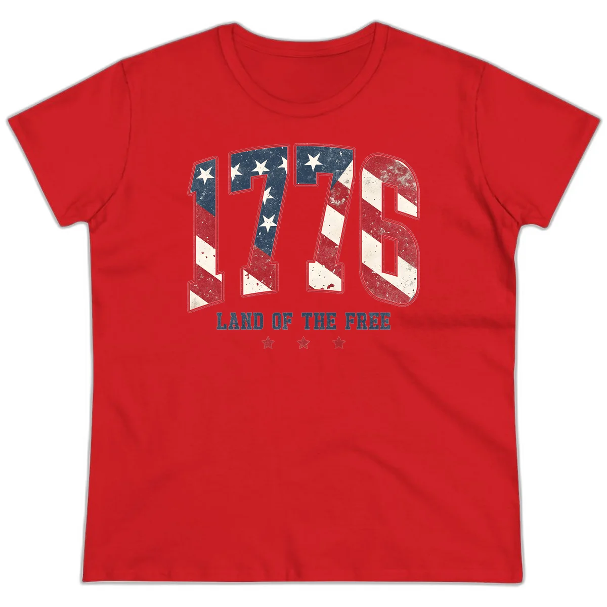 Vintage 1776 Land Of The Free Ladies Tee in Red