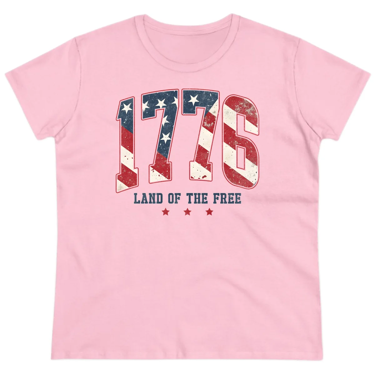 Vintage 1776 Land Of The Free Ladies Tee in Light Pink