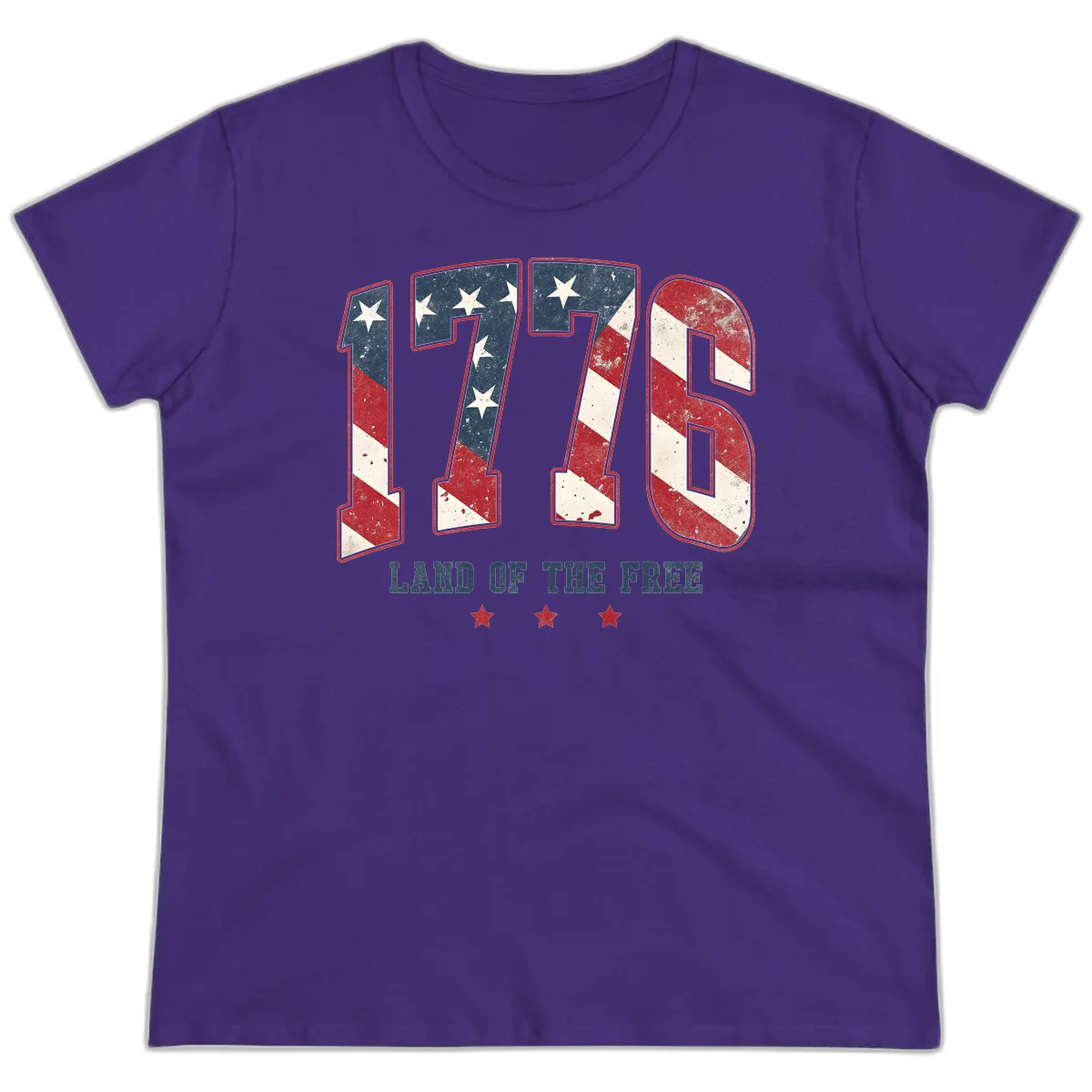 Vintage 1776 Land Of The Free Ladies Tee in Purple
