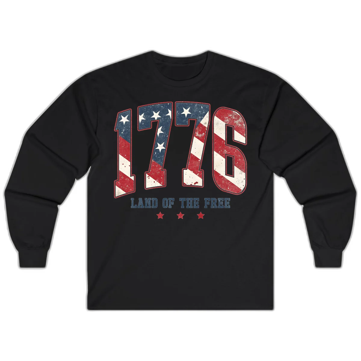Vintage 1776 Land Of The Free Long Sleeve in Black