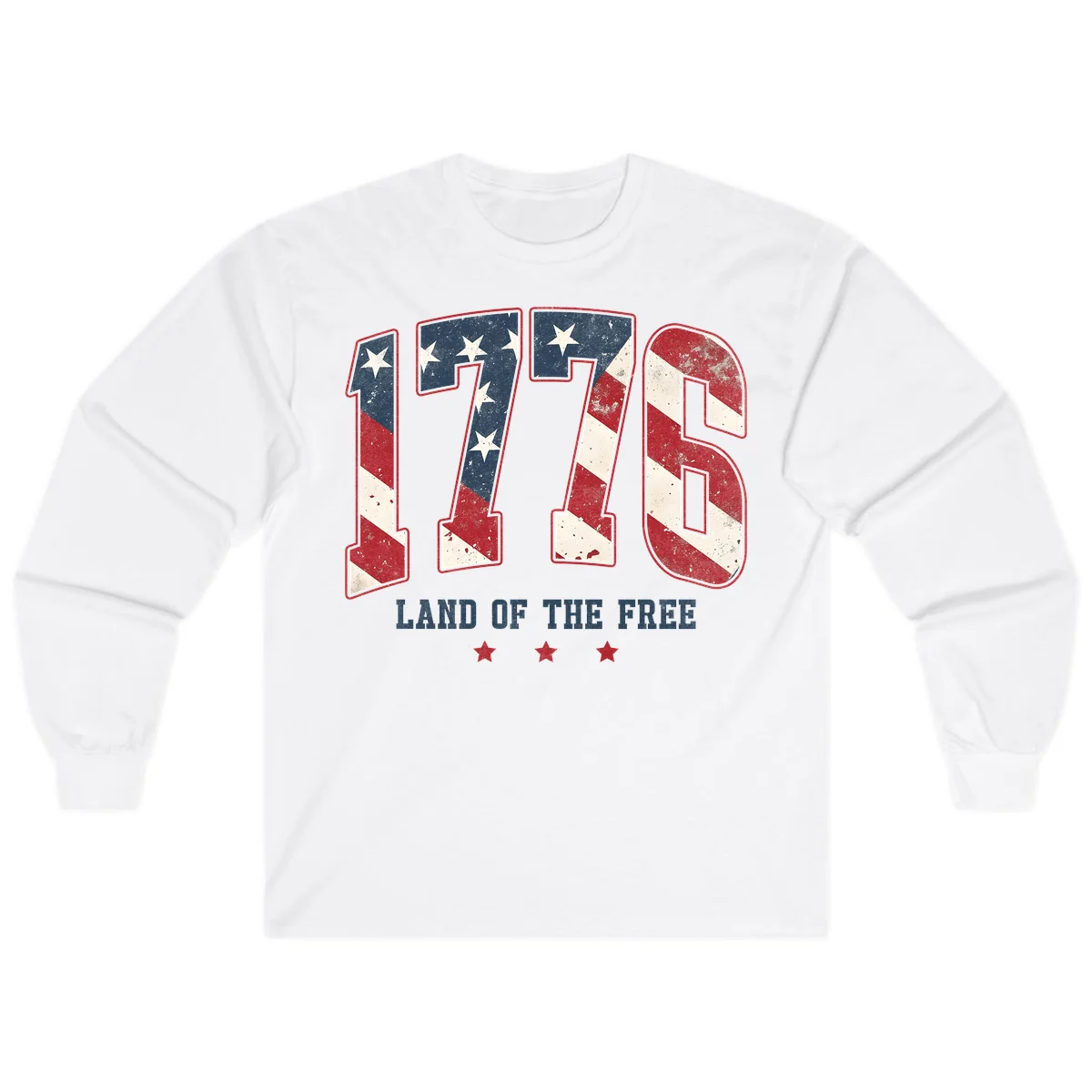 Vintage 1776 Land Of The Free Long Sleeve in White