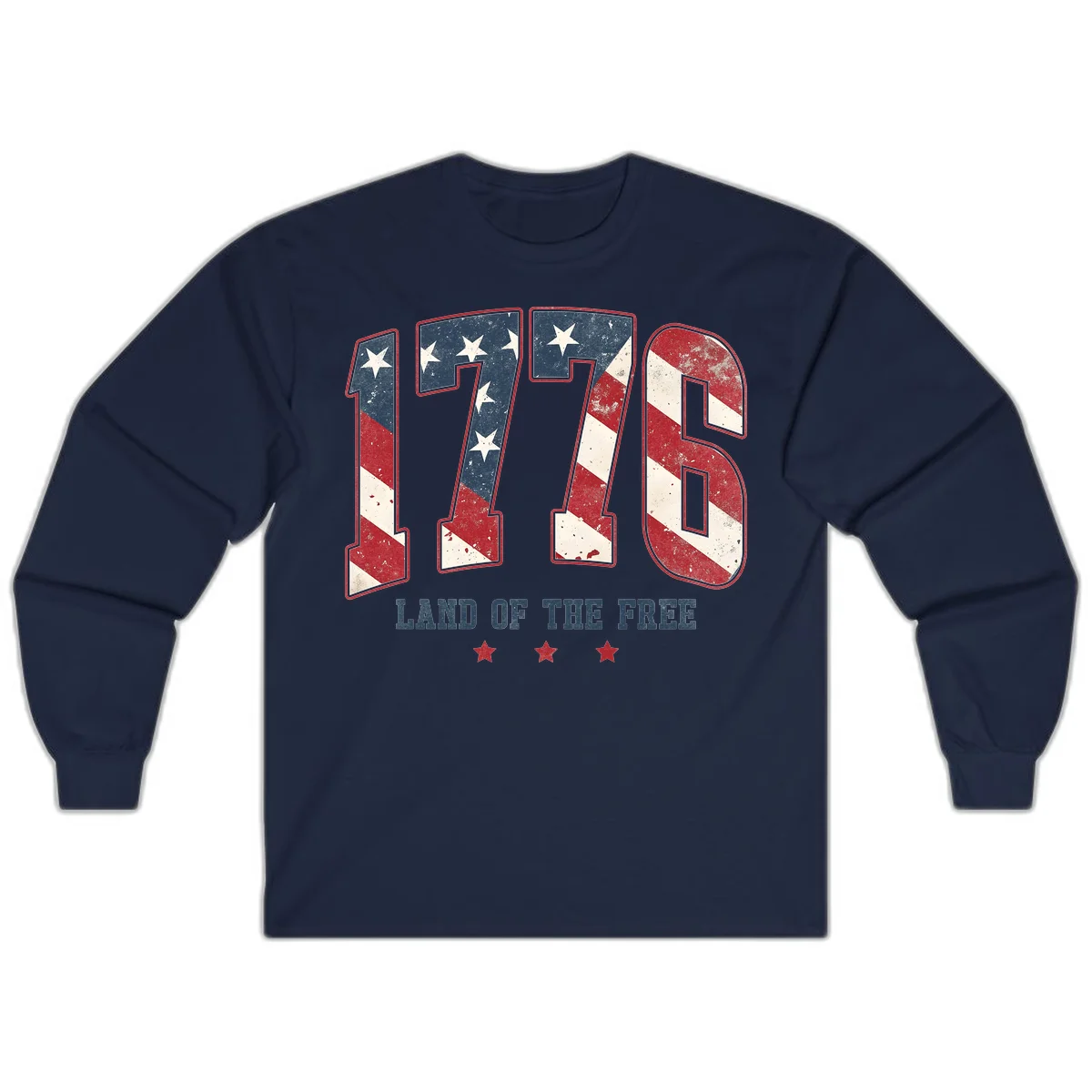Vintage 1776 Land Of The Free Long Sleeve in Navy