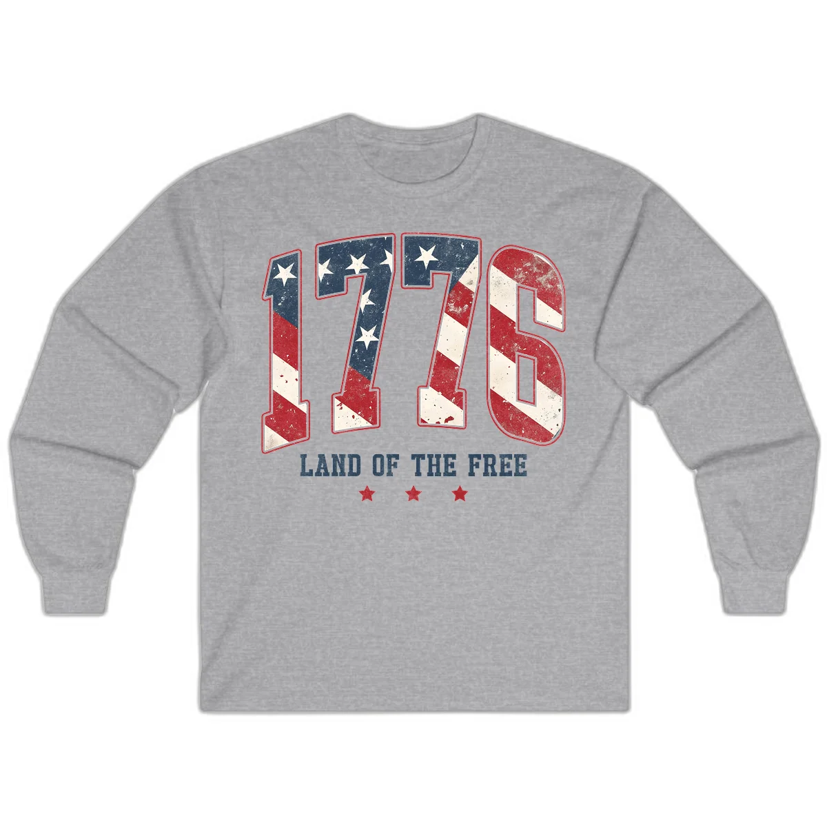 Vintage 1776 Land Of The Free Long Sleeve in Sport Grey