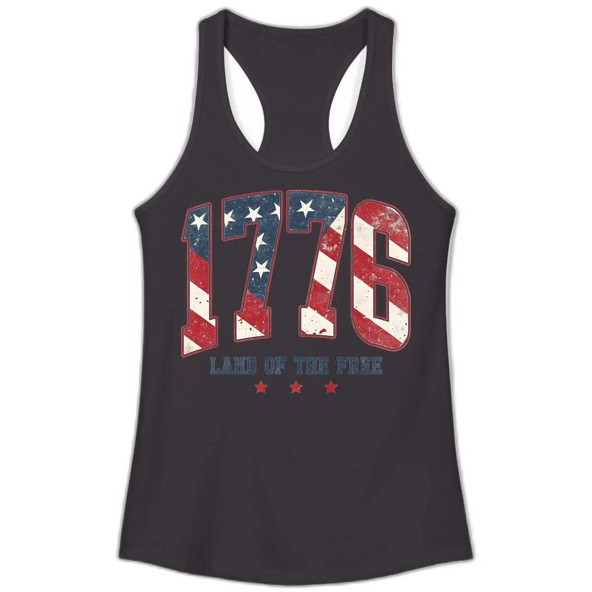 Vintage 1776 Land Of The Free Ladies Tank in Black