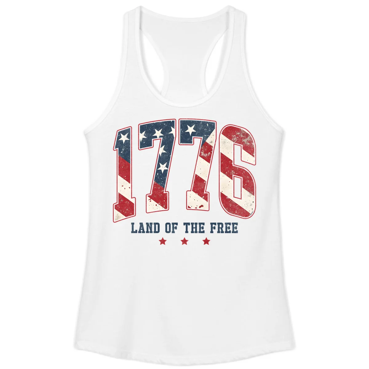 Vintage 1776 Land Of The Free Ladies Tank in White