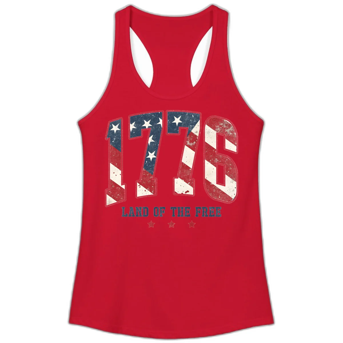 Vintage 1776 Land Of The Free Ladies Tank in Solid Red