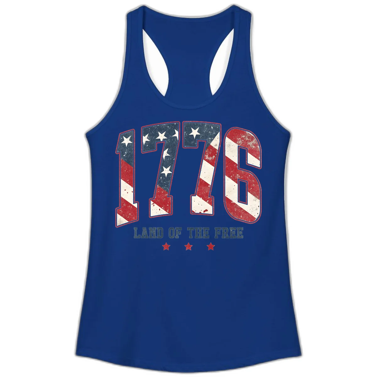 Vintage 1776 Land Of The Free Ladies Tank in Solid Royal