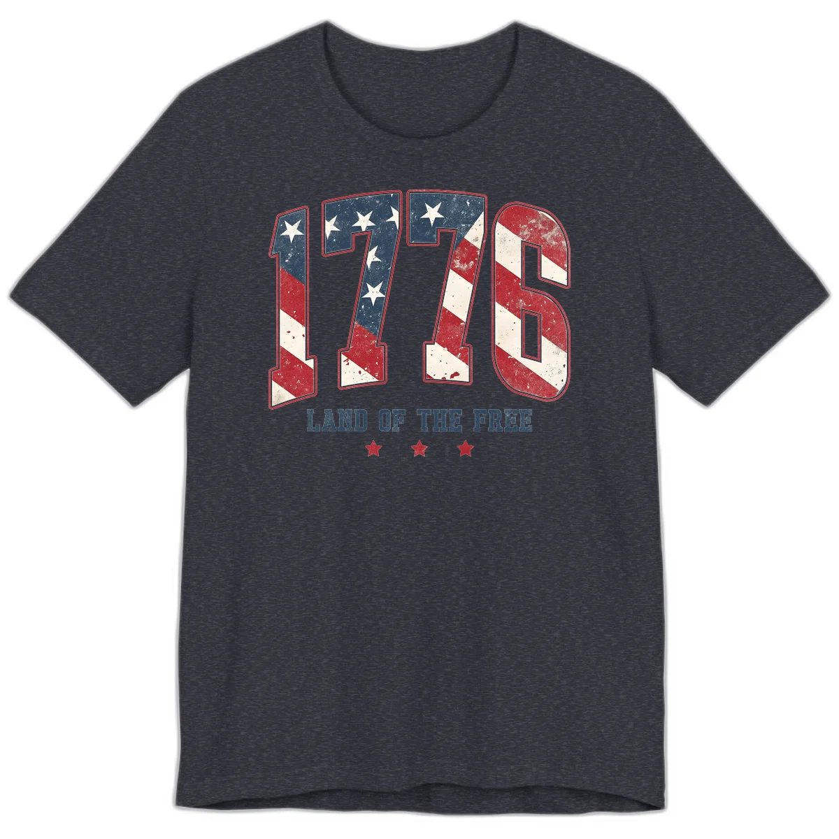 Vintage 1776 Land Of The Free Premium T-Shirt in Heather Navy
