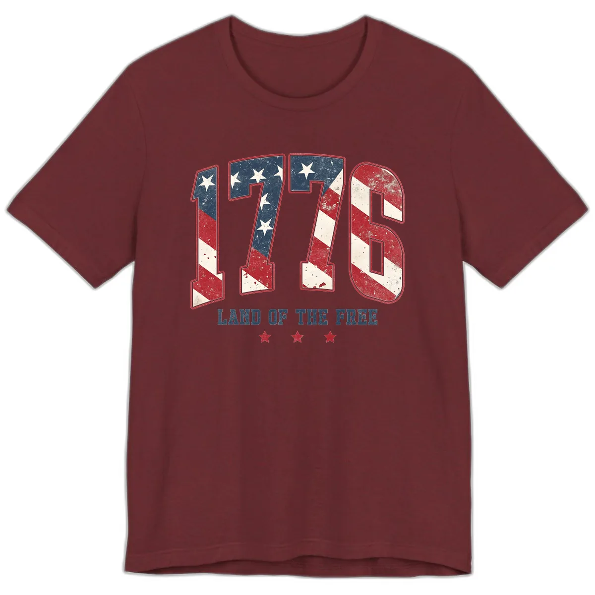 Vintage 1776 Land Of The Free Patriotic Design Premium T-Shirt in Heather Cardinal