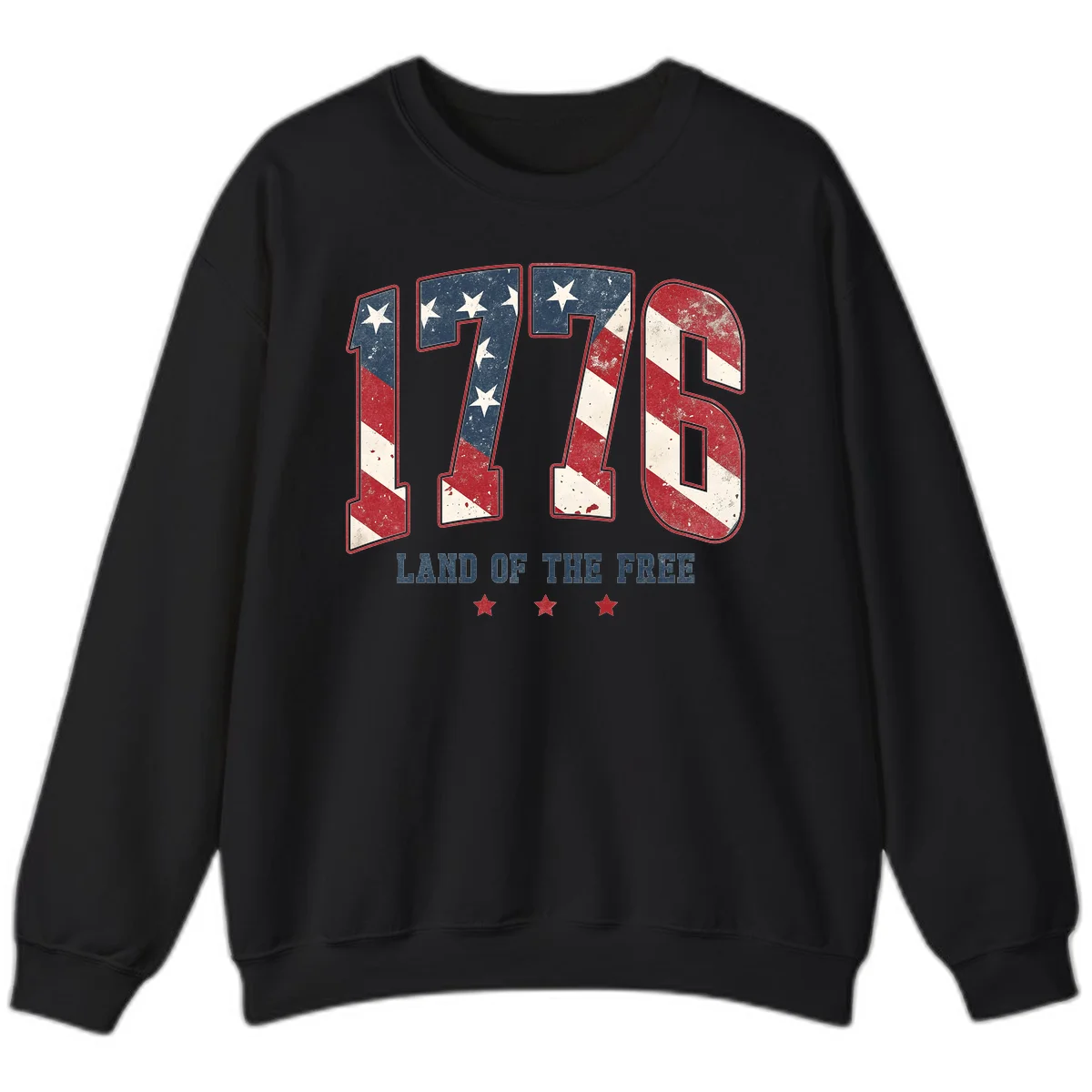 Vintage 1776 Land Of The Free Sweatshirt in Black