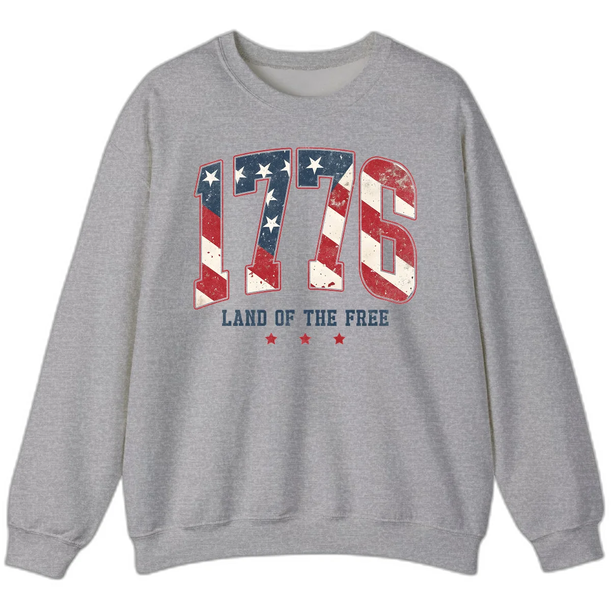 Vintage 1776 Land Of The Free Sweatshirt in Sport Grey