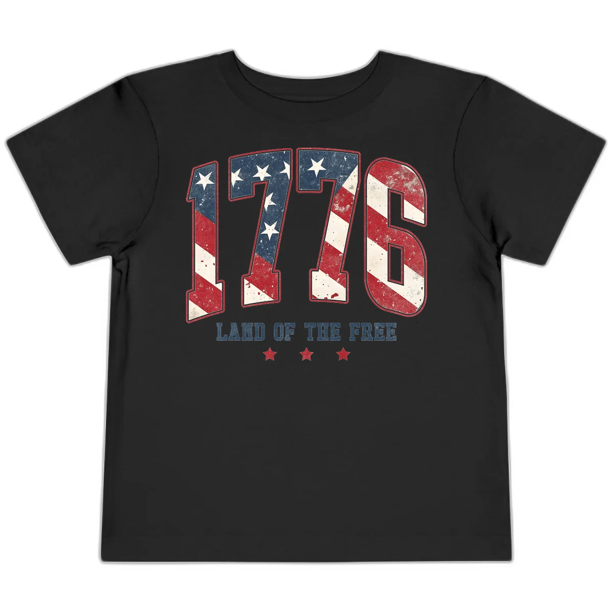 Vintage 1776 Land Of The Free Toddler T-Shirt in Black