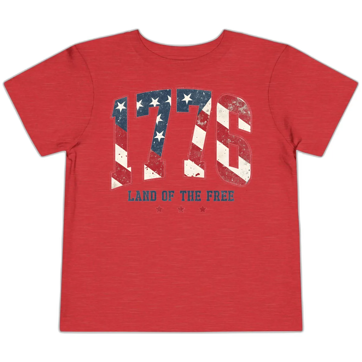 Vintage 1776 Land Of The Free Patriotic Design Toddler T-Shirt in Heather Red