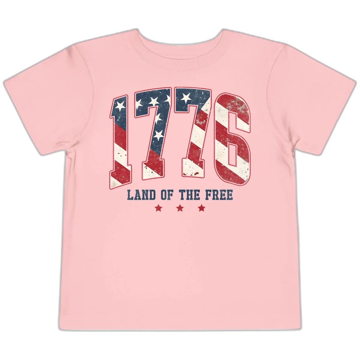 Vintage 1776 Land Of The Free Toddler T-Shirt in Pink