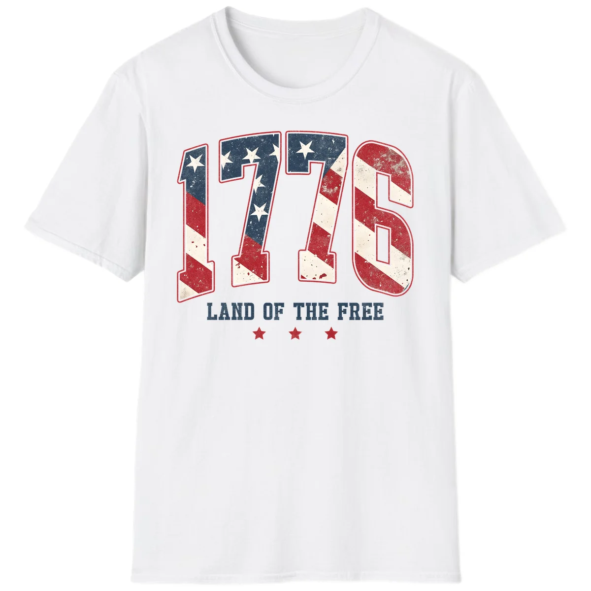 Vintage 1776 Land Of The Free Patriotic T-Shirt in White