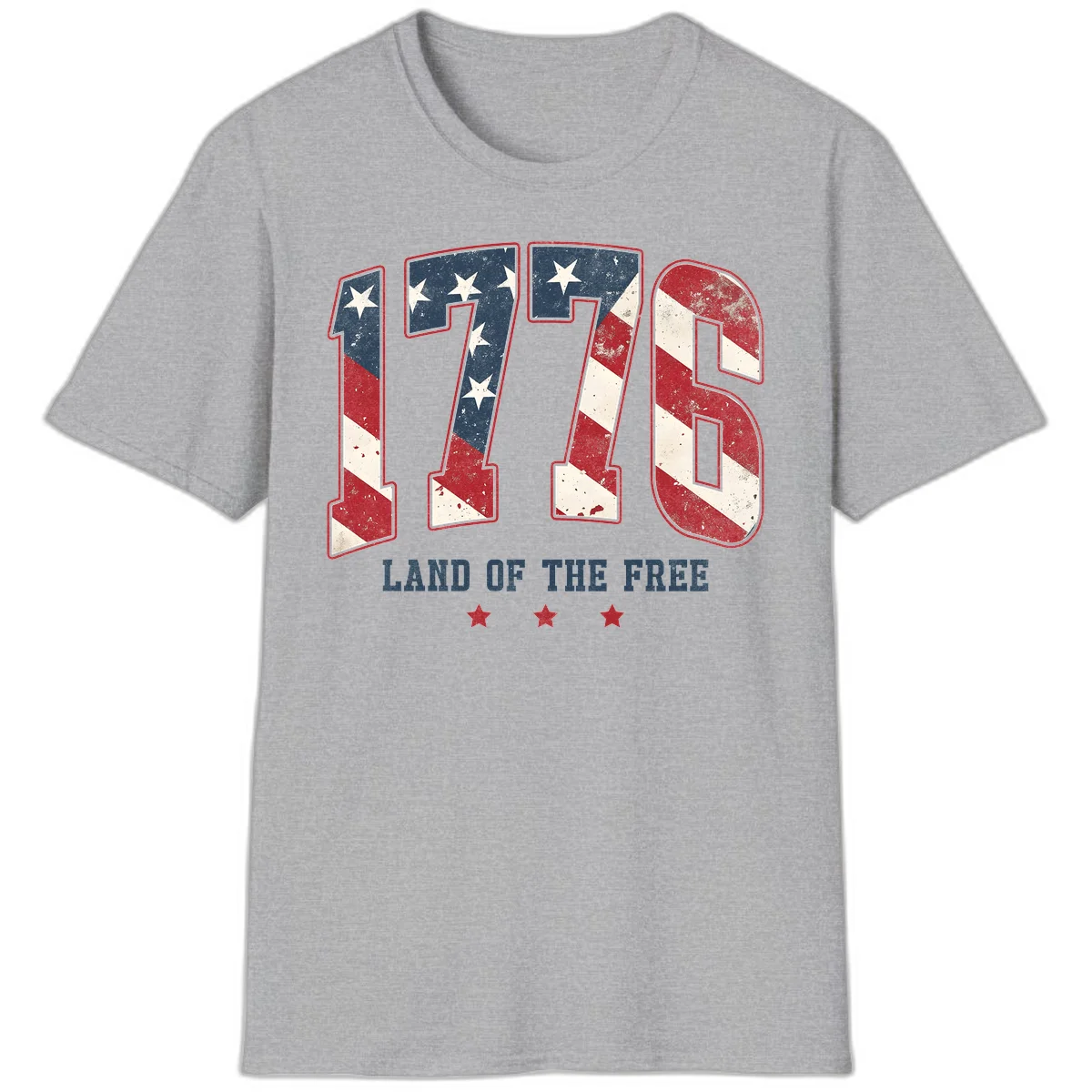 Vintage 1776 Land Of The Free Patriotic T-Shirt in Sport Grey
