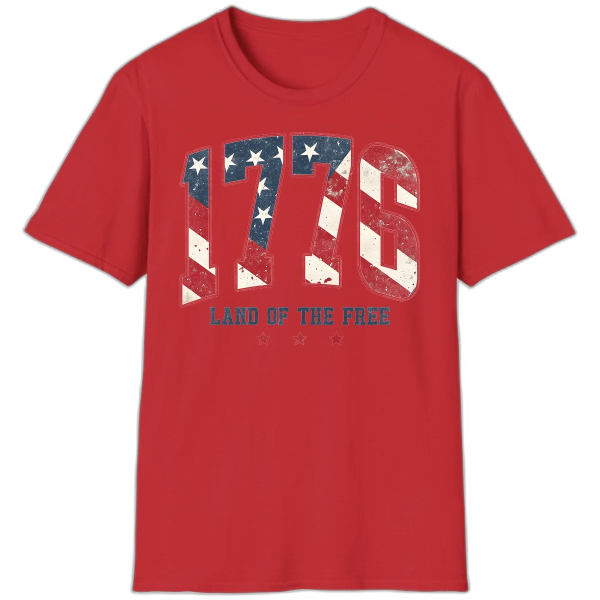 Vintage 1776 Land Of The Free Patriotic T-Shirt in Red