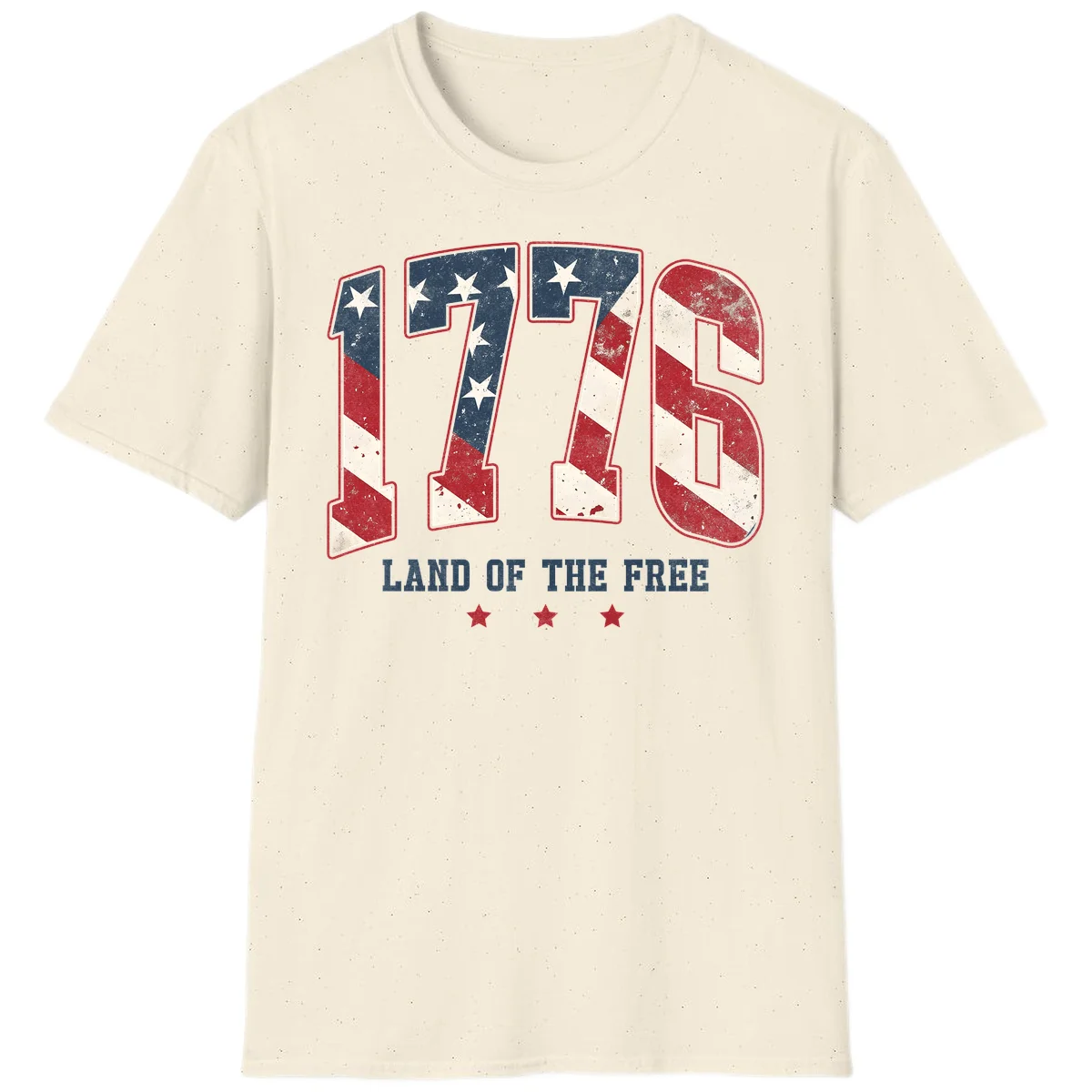 Vintage 1776 Land Of The Free Patriotic T-Shirt in Natural