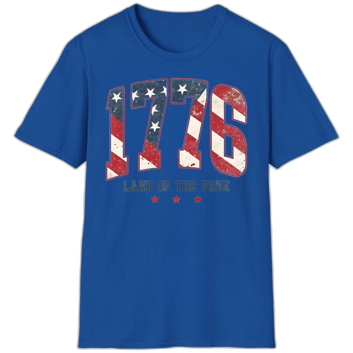 Vintage 1776 Land Of The Free Patriotic T-Shirt in Royal
