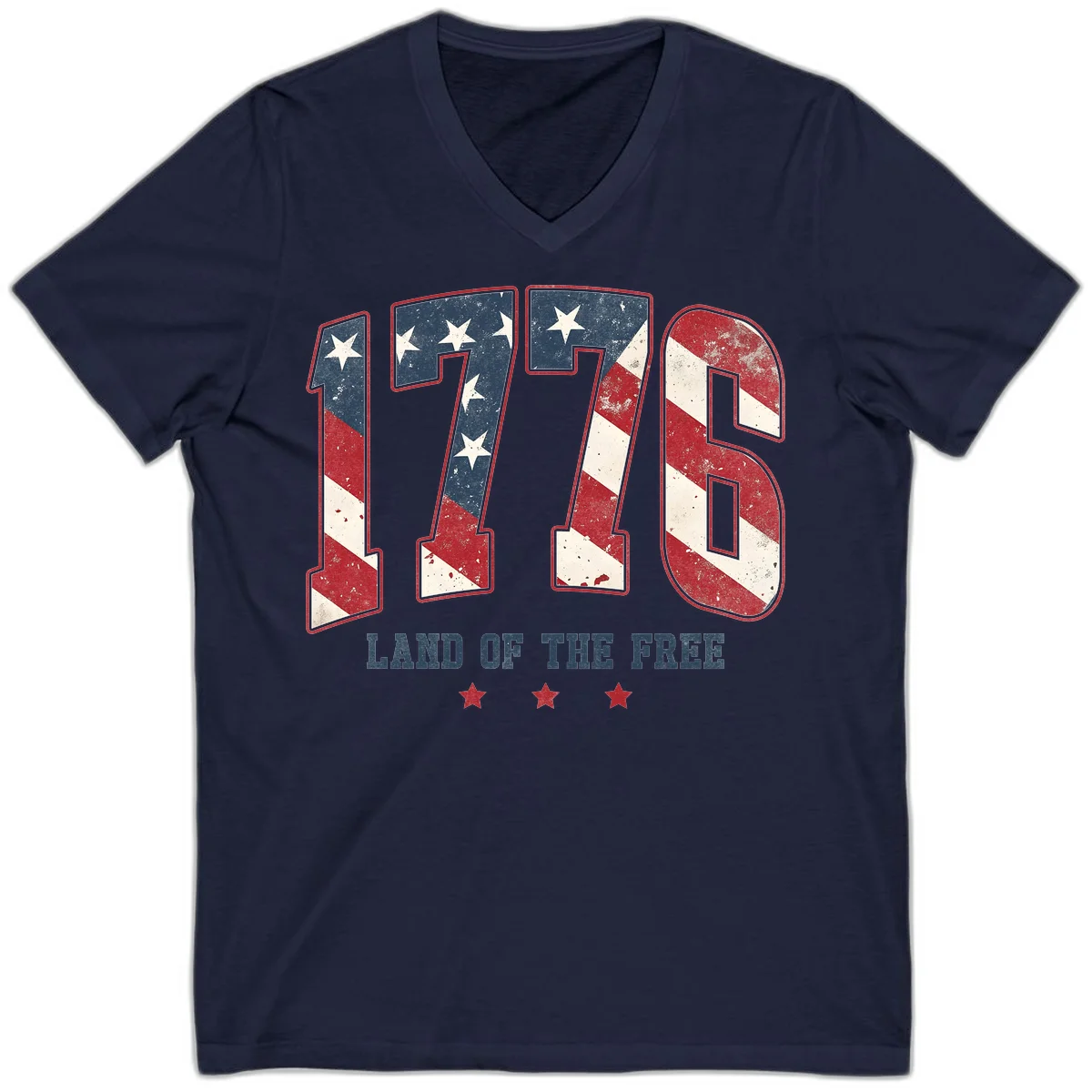 Vintage 1776 Land Of The Free V-Neck in Navy