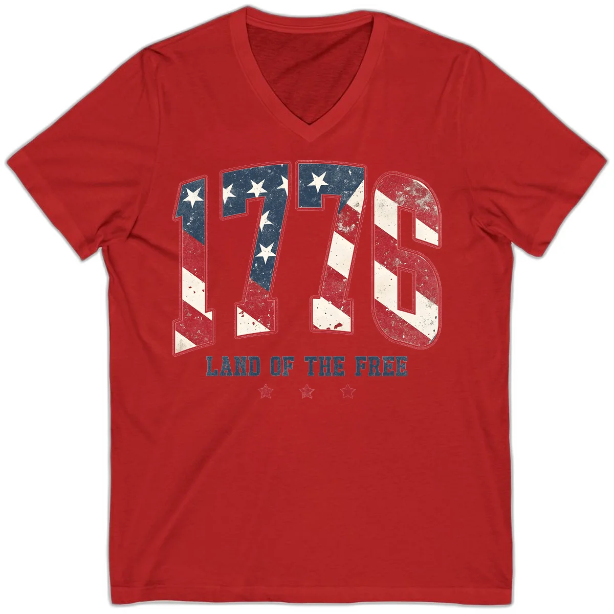 Vintage 1776 Land Of The Free V-Neck in Red