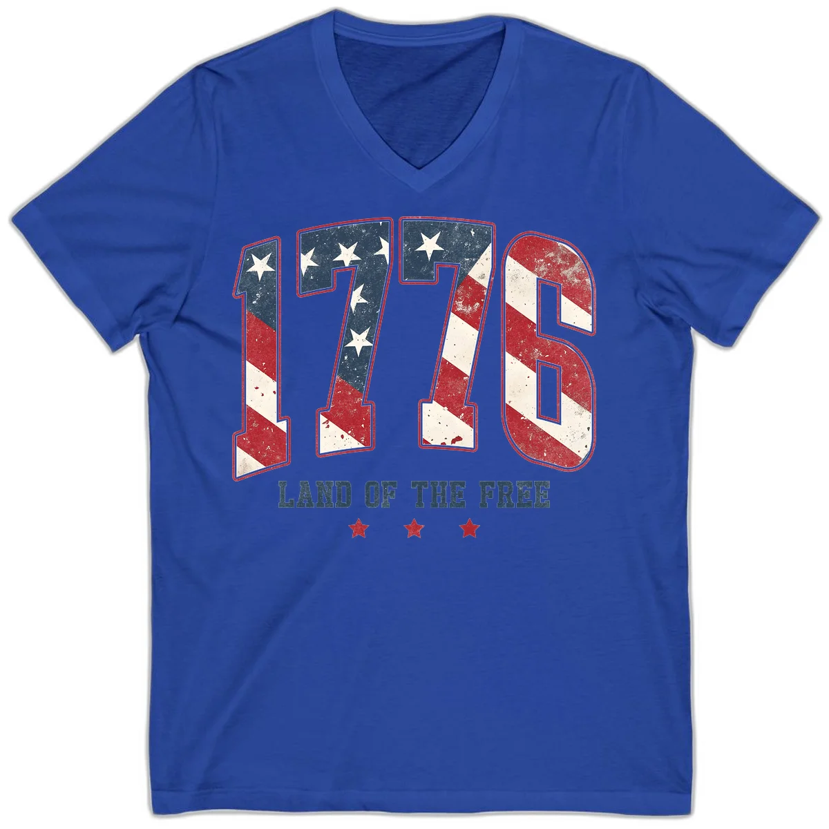 Vintage 1776 Land Of The Free V-Neck in True Royal