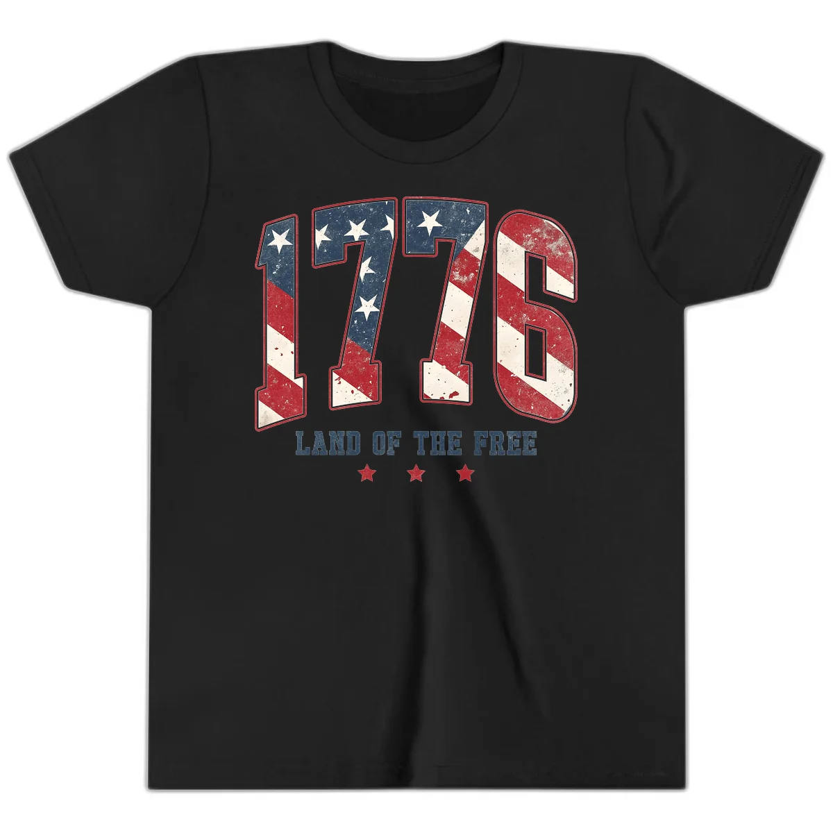 Vintage 1776 Land Of The Free Youth T-Shirt in Black