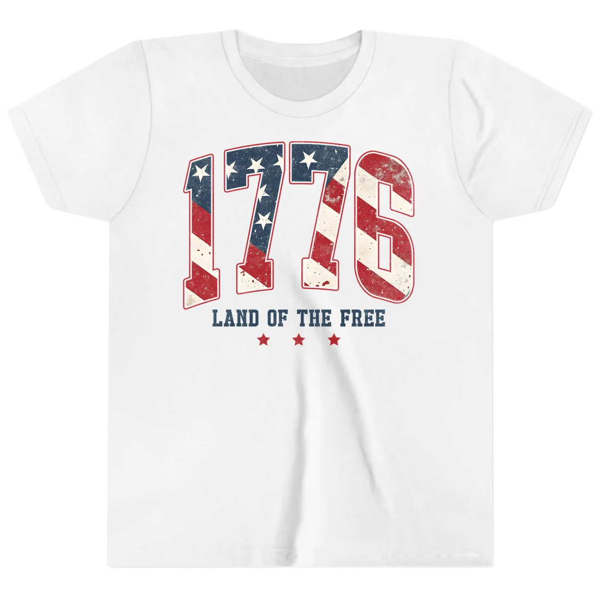 Vintage 1776 Land Of The Free Youth T-Shirt in White