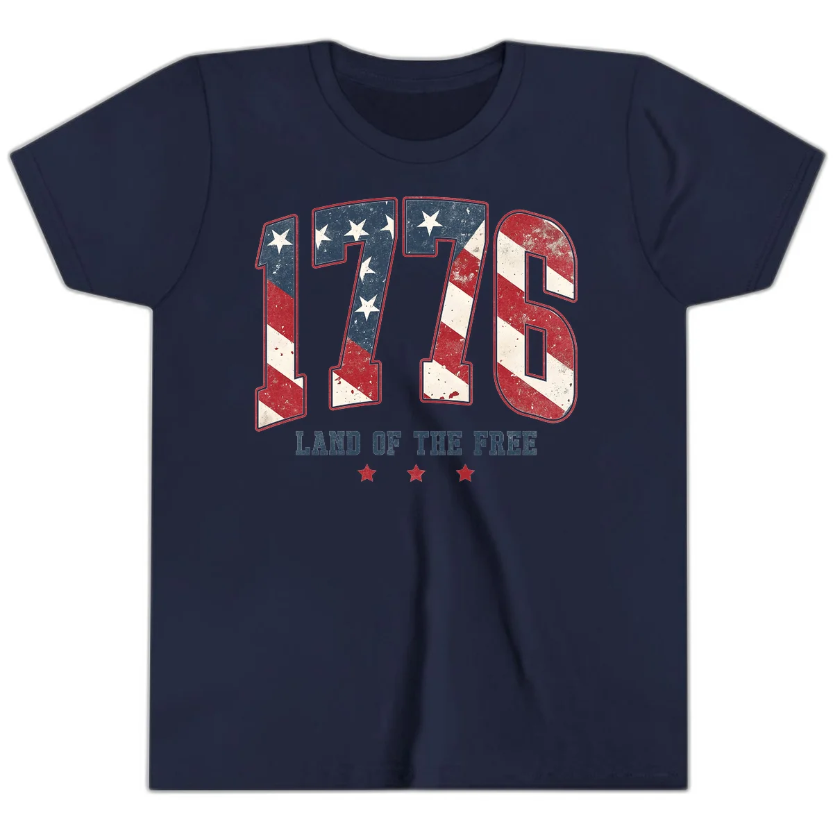 Vintage 1776 Land Of The Free Youth T-Shirt in Navy