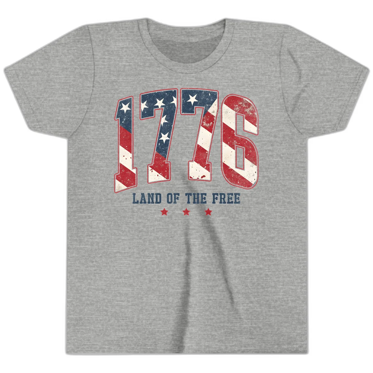 Vintage 1776 Land Of The Free Youth T-Shirt in Athletic Heather