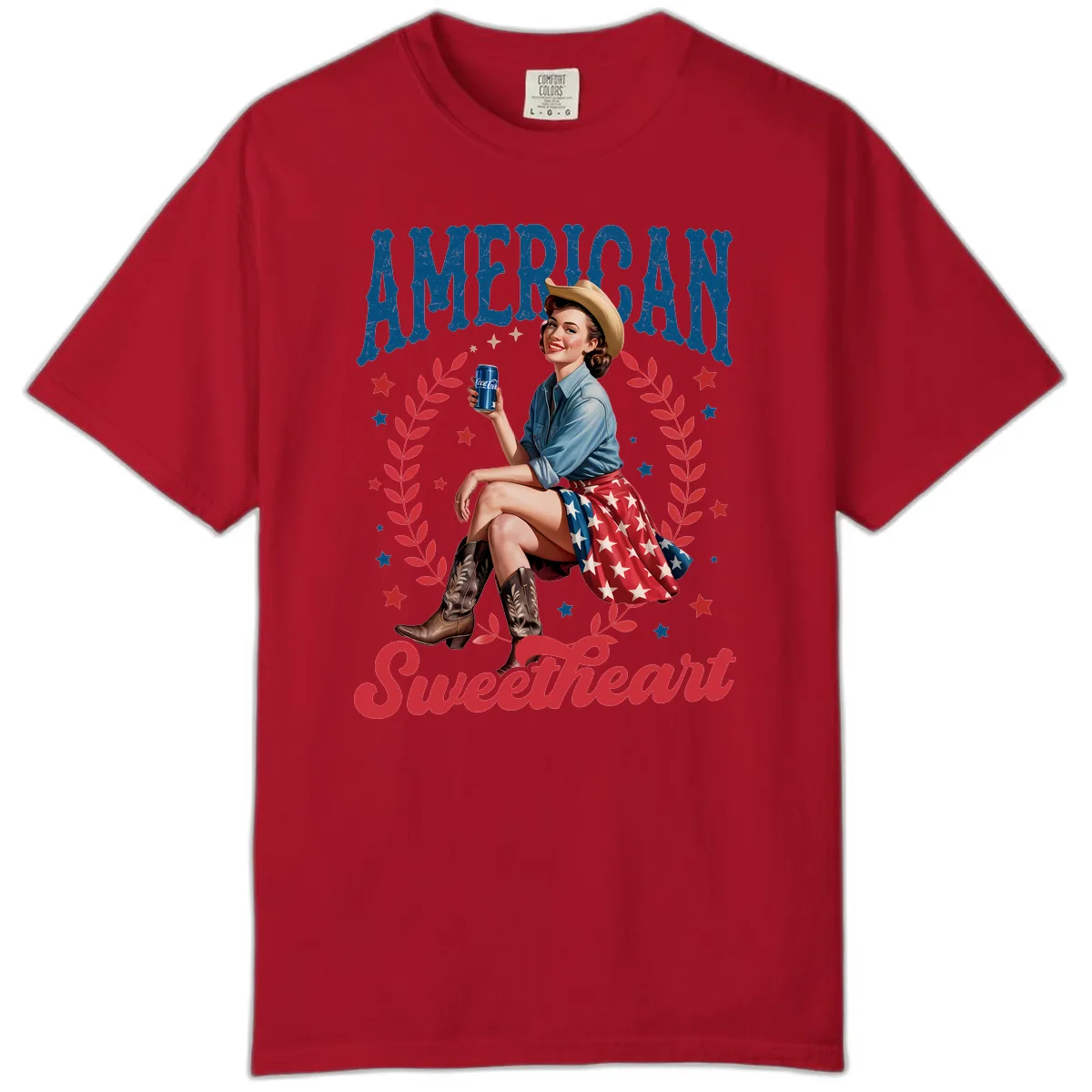 American Sweetheart Pin-Up Patriotic Design Comfort Color in Red