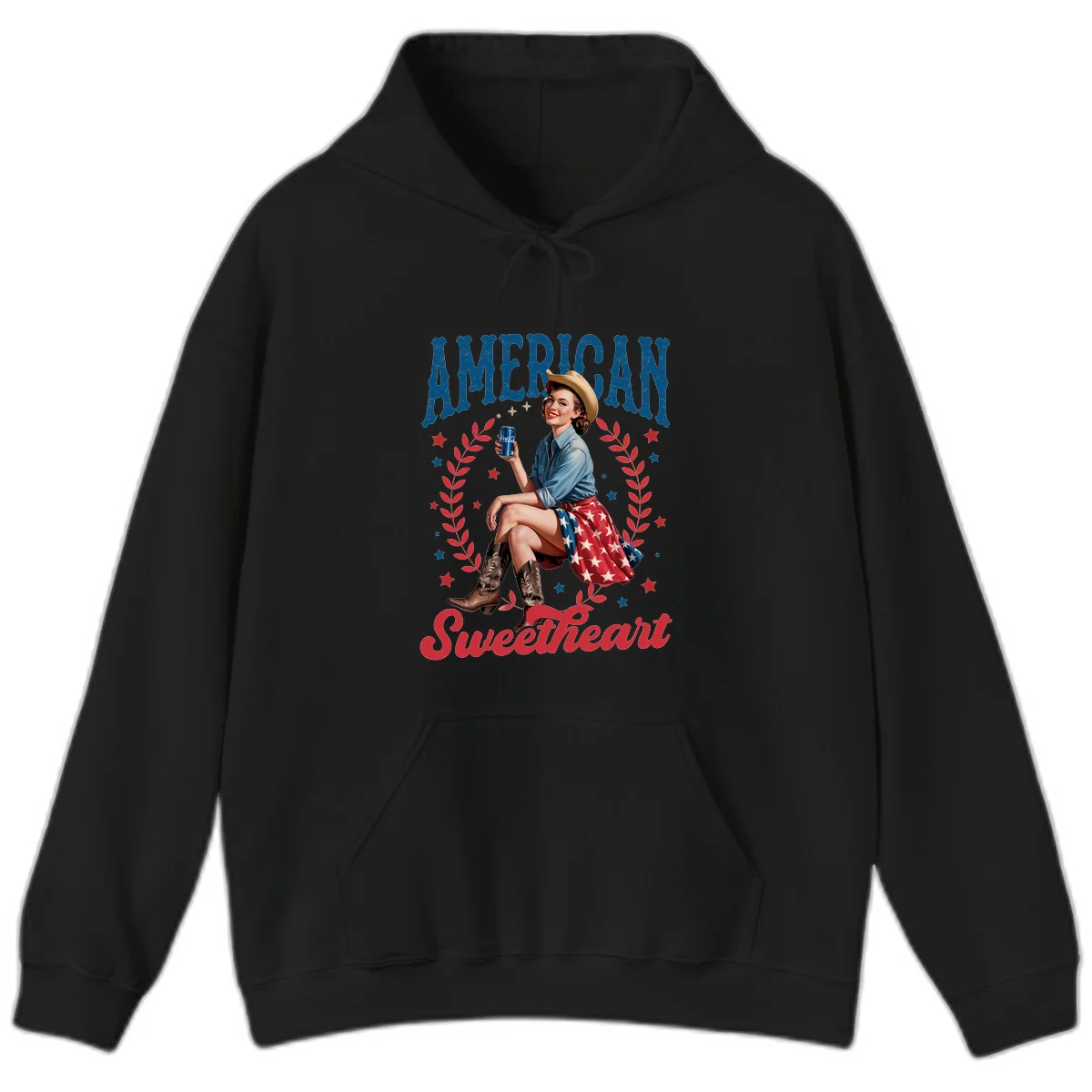 American Sweetheart Pin-Up Hoodie in Black