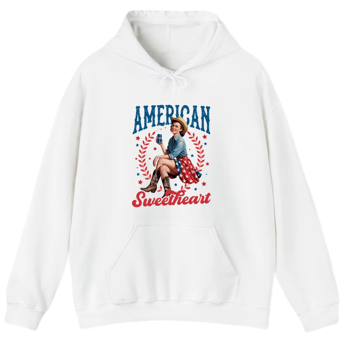 American Sweetheart Pin-Up Hoodie in White