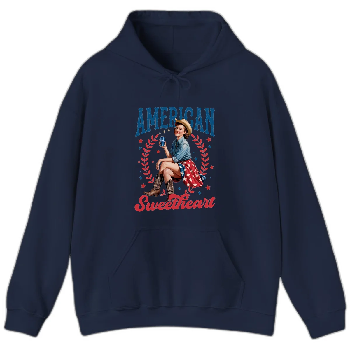 American Sweetheart Pin-Up Hoodie in Navy