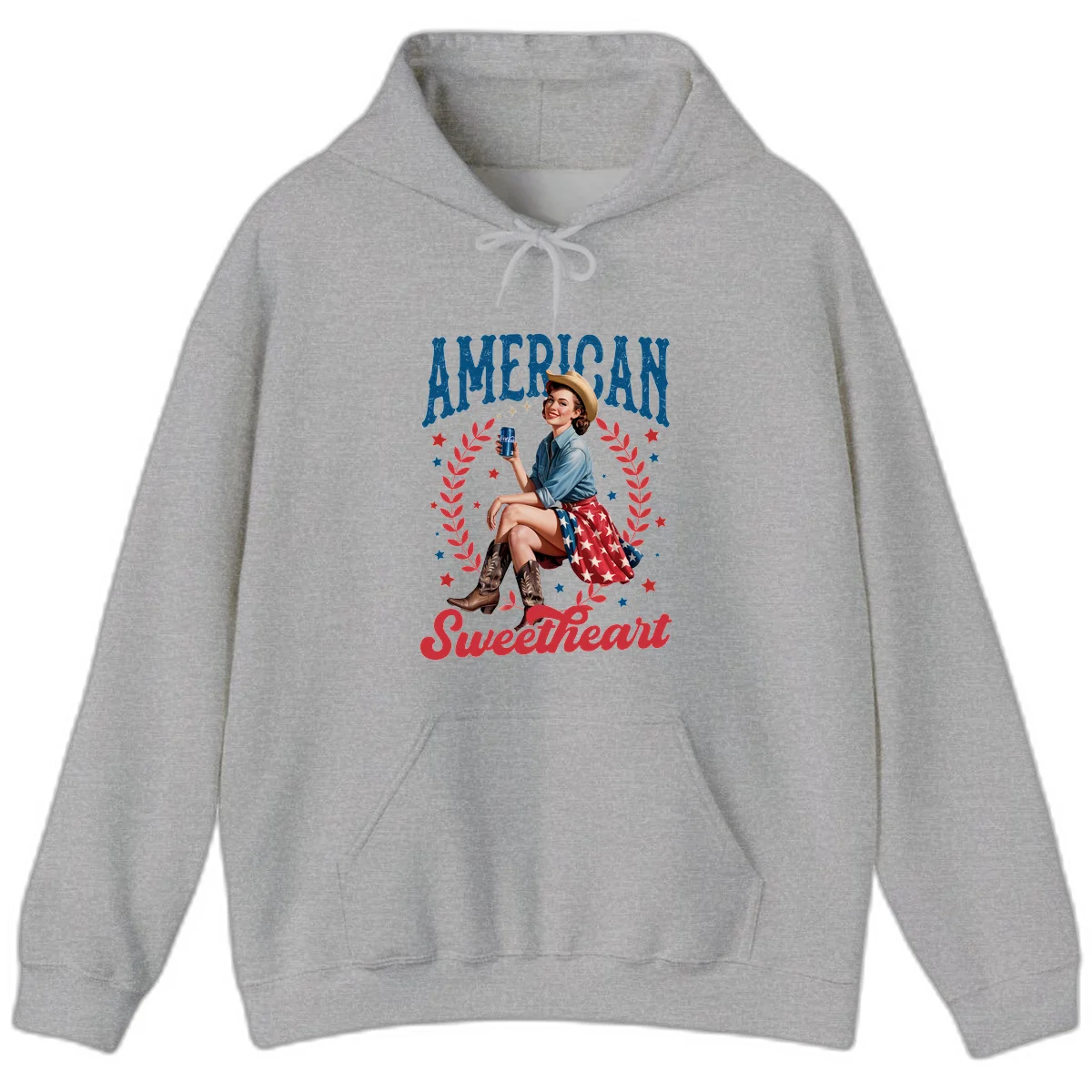 American Sweetheart Pin-Up Hoodie in Sport Grey