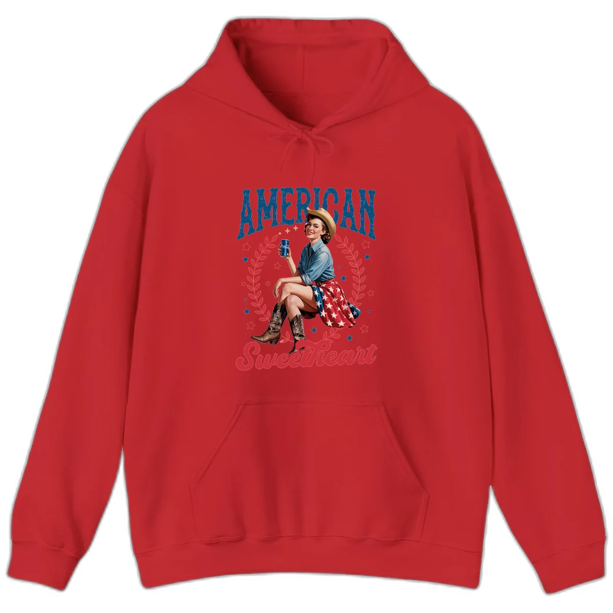 American Sweetheart Pin-Up Hoodie in Red