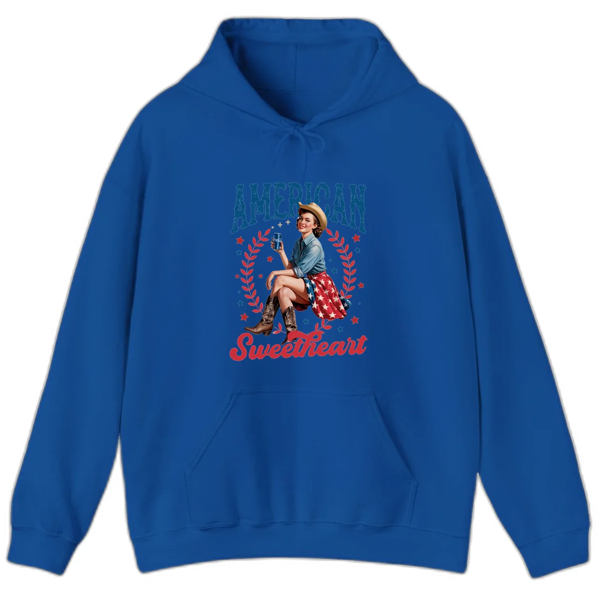 American Sweetheart Pin-Up Hoodie in Royal
