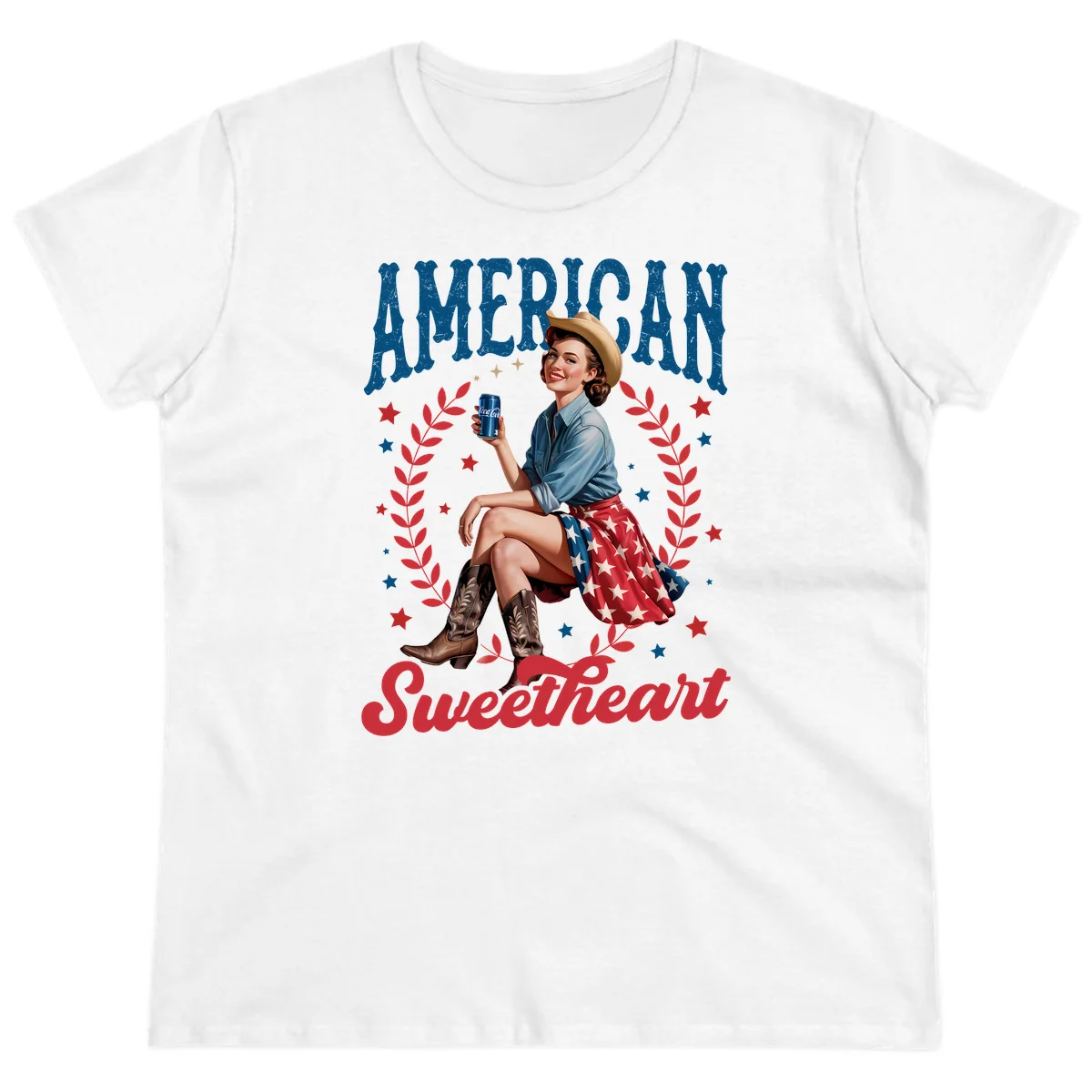 American Sweetheart Pin-Up Ladies Tee in White