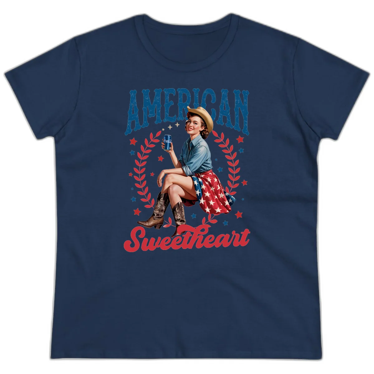 American Sweetheart Pin-Up Ladies Tee in Navy