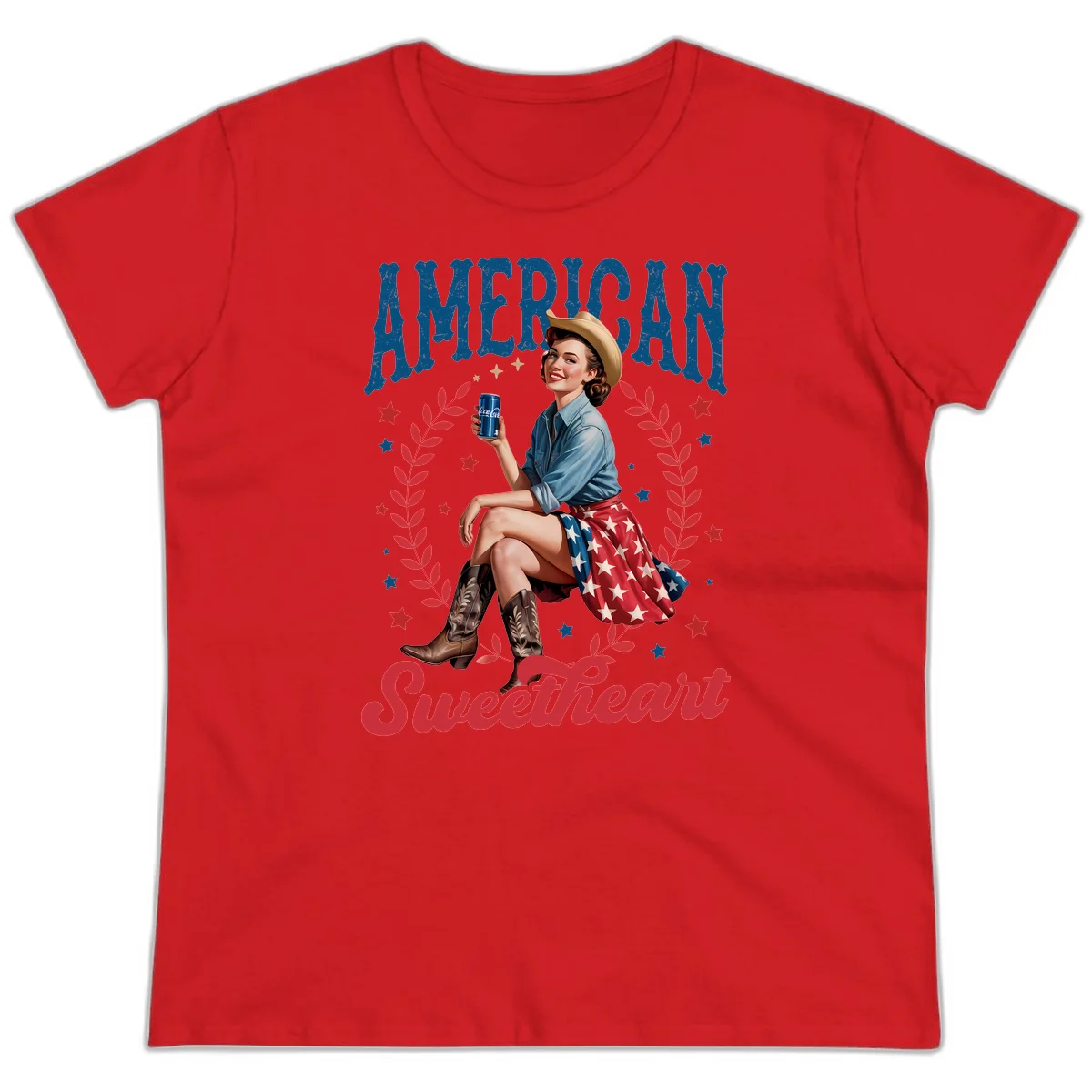 American Sweetheart Pin-Up Ladies Tee in Red